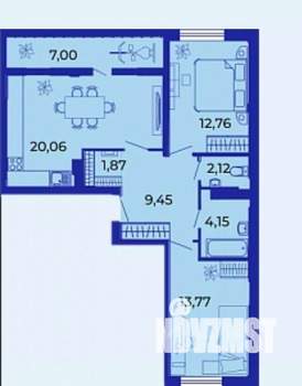 2-к квартира, вторичка, 71м2, 3/15 этаж