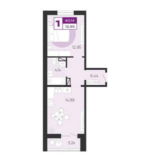 1-к квартира, вторичка, 40м2, 4/10 этаж