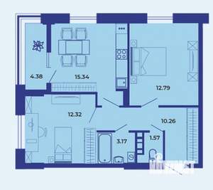 2-к квартира, вторичка, 60м2, 12/19 этаж