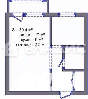 1-к квартира, вторичка, 30м2, 5/5 этаж