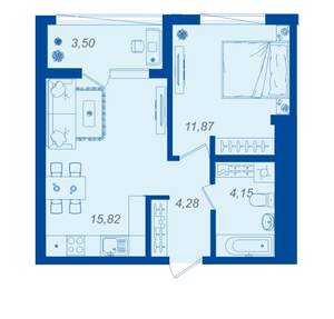 1-к квартира, вторичка, 37м2, 15/15 этаж
