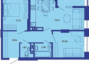 2-к квартира, вторичка, 61м2, 14/19 этаж
