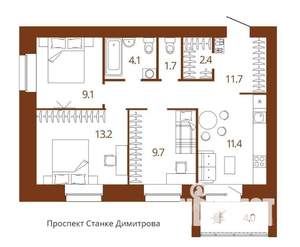 3-к квартира, вторичка, 65м2, 3/14 этаж