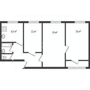3-к квартира, вторичка, 58м2, 1/5 этаж