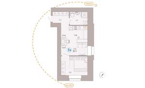 Студия квартира, вторичка, 30м2, 4/9 этаж