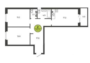 2-к квартира, сданный дом, 75м2, 1/9 этаж