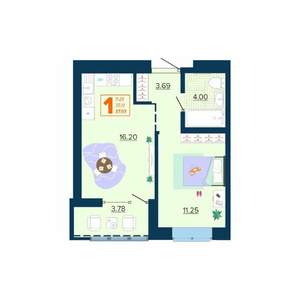 1-к квартира, вторичка, 37м2, 6/16 этаж